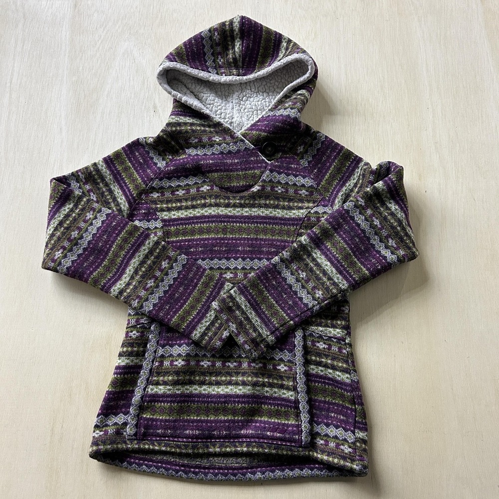 KÖPPEN Sweater Womens Medium Purple Fair Isle Hooded High Neck Knit Pullover